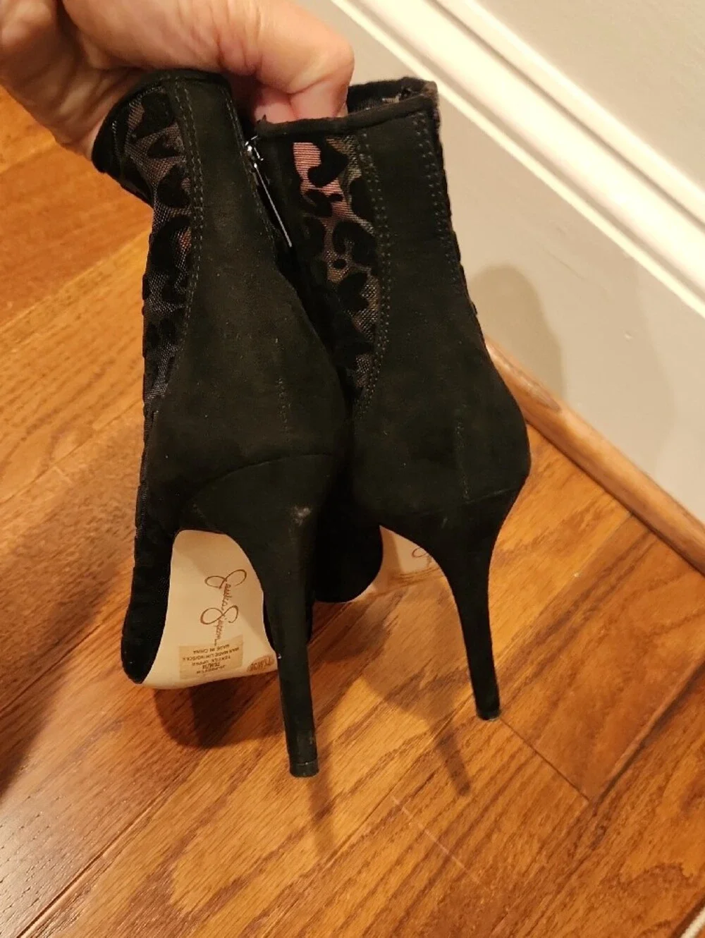 Jessica Simpson Black Leopard Mesh Ankle Booties